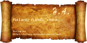 Halasy Ajnácska névjegykártya